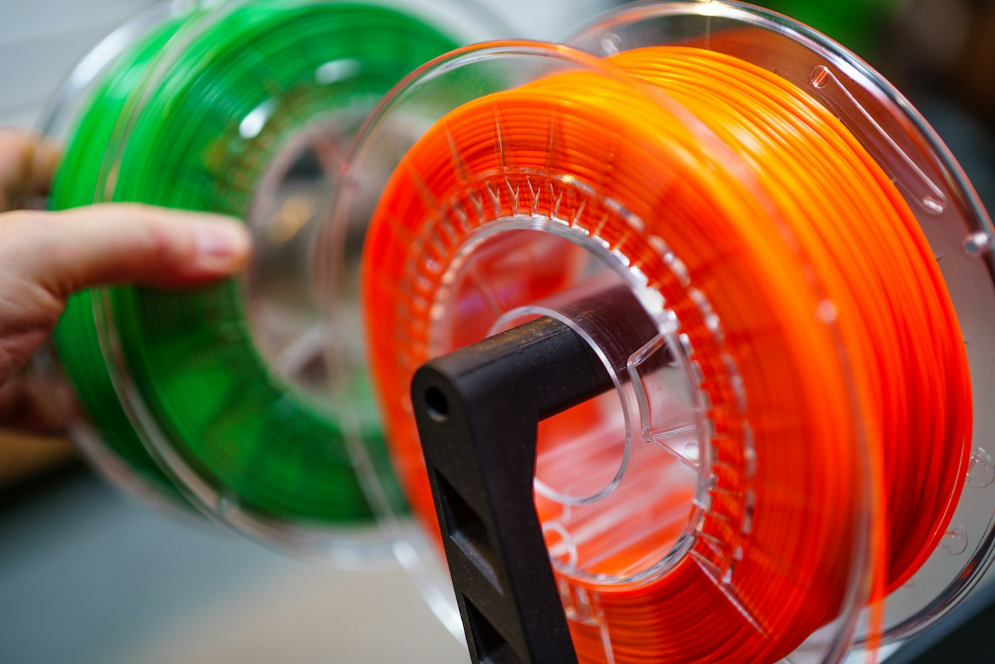 Colorful 3D printer filament spools