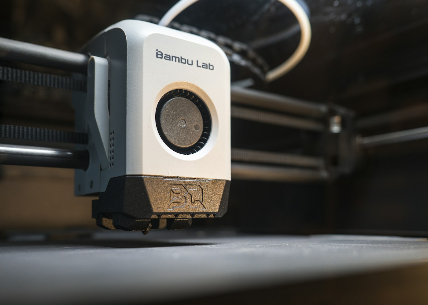 Close-up of a 3D printer nozzle